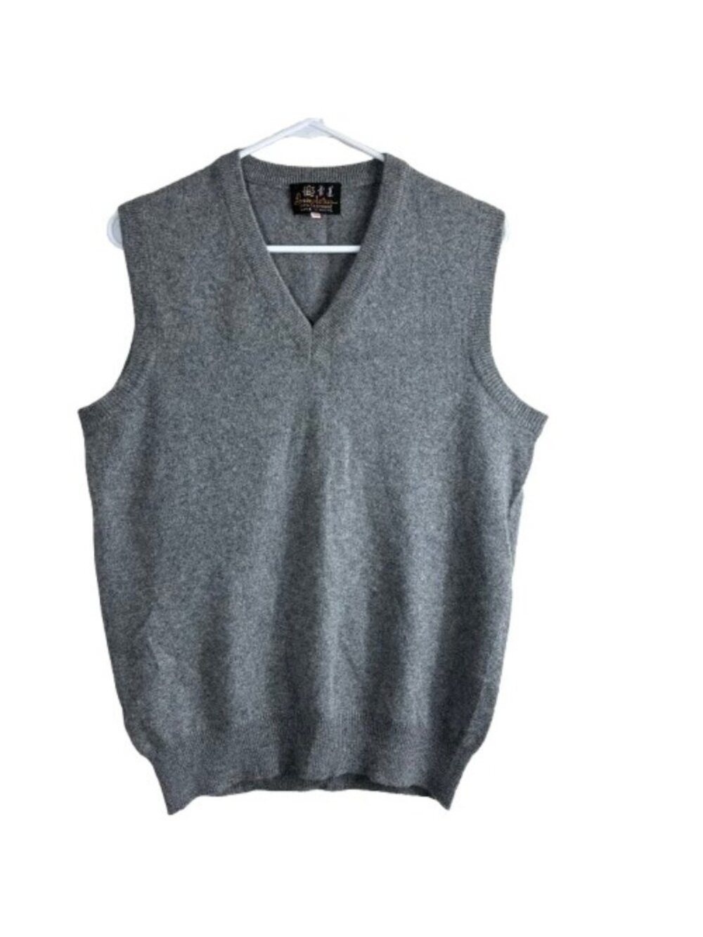 VTG  80s Snow Lotus 100% Cashmere V-Neck Sweater Vest Gray Heather 38 (L)